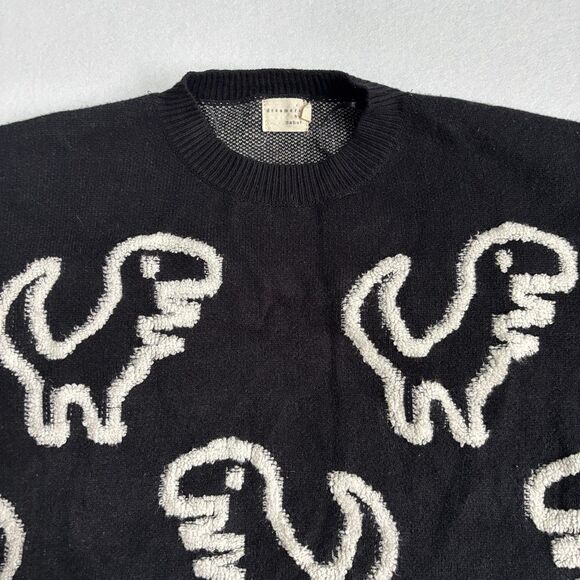 Dreamers By Debut T Rex Dinosaur Sweater Womens L Black Novelty Teacher Oversize - Picture 3 of 9